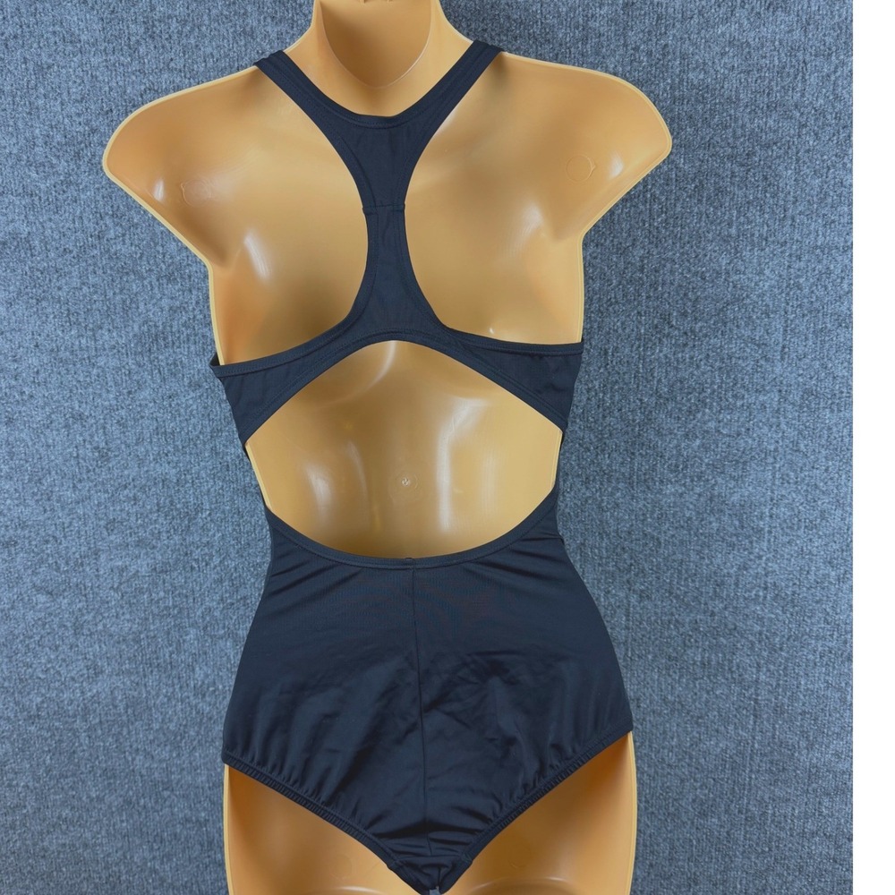 Nike Girls Black One Piece Swimsuit Racerback Athletic Competitive Large Racing - Picture 2 of 3